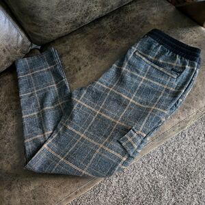 PacSun Gray and Tan Plaid Sweatpants